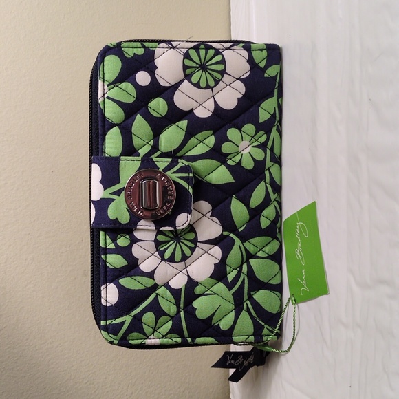 Vera Bradley Navy and Green Floral Wallet - Picture 1 of 5
